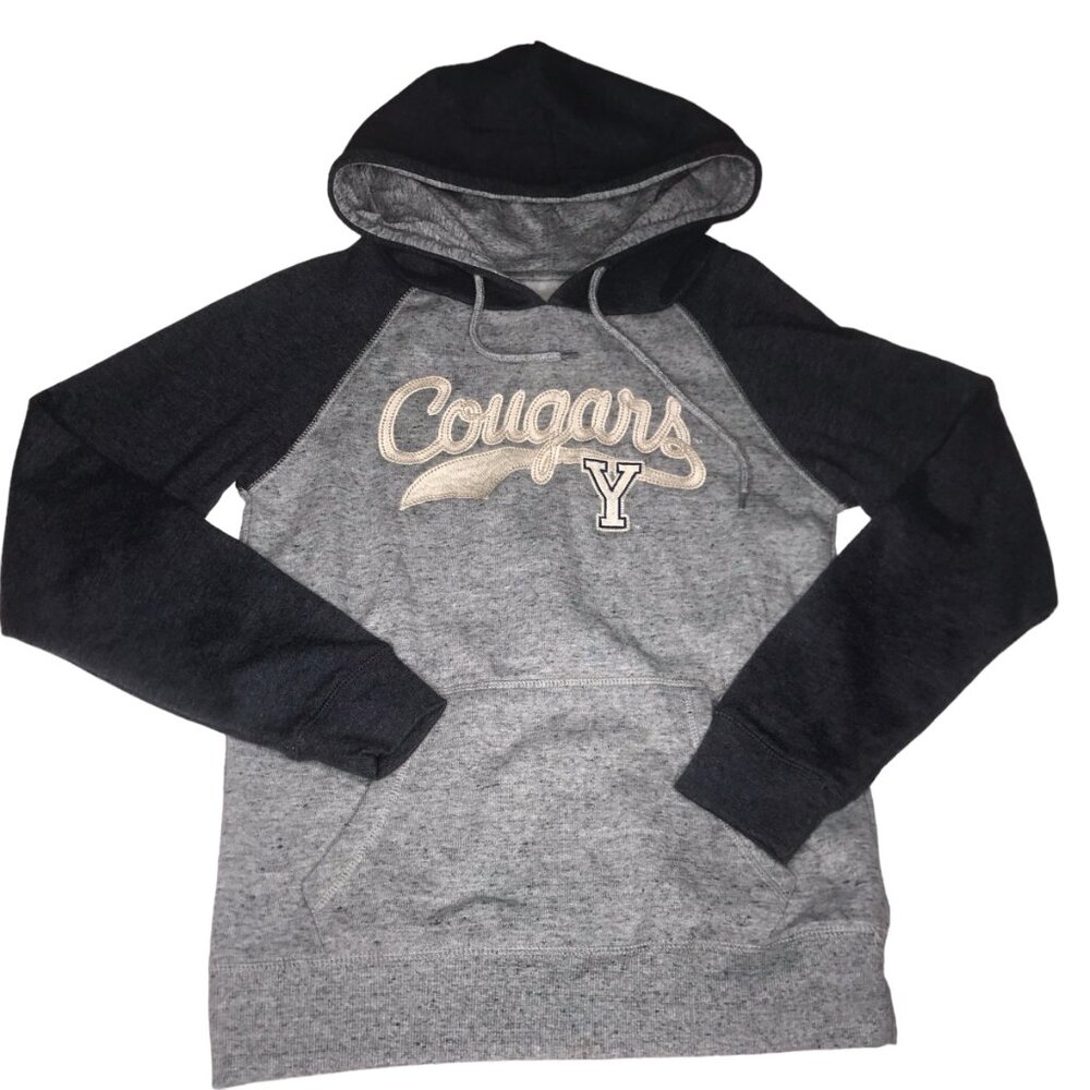 BYU Brigham Young Cougars Sweatshirt Hoodie Hooded Gray Blue Size Women's Small